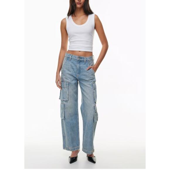 Aritzia x Denim Forum The ’90s Millie Hi-Rise Wide Leg Cargo Jeans Size 30 - Picture 1 of 8
